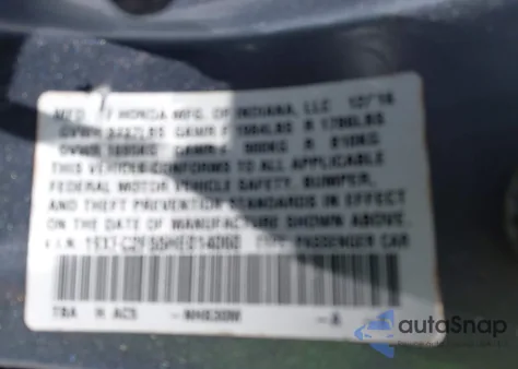 2017 Honda Civic Lx из США, поврежденный, VIN 19XFC2F55HE014060